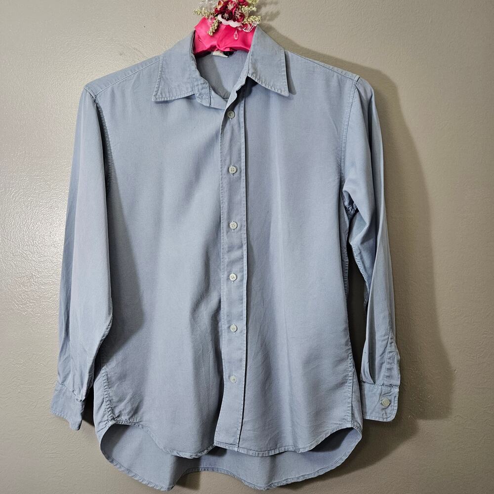 Vintage Votre Nom Made in France Sz 1 Women (S/M) Blue Button Down Shirt Classic